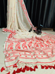 Wholesale Price Cotton MulMul Jamdani Saree with Running Blouse