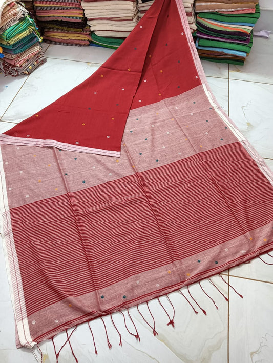 Bulk Quantity Cotton Jamdani Saree With Dobby Weaving
