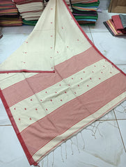 Wholesale Price Cotton Heart weaving Jamdani Saree With Running Blouse