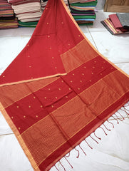 Wholesale Price Cotton Heart weaving Jamdani Saree With Running Blouse
