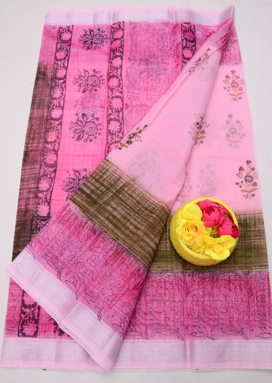 Bulk Quantity Elegant Kota Doria Hand-Printed Sarees