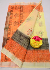 Bulk Quantity Elegant Kota Doria Hand-Printed Sarees