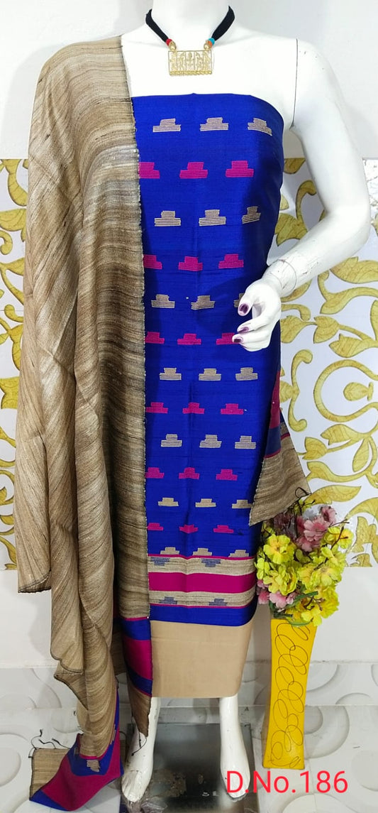 Bulk Price Elegant Handloom Weaved Raw Silk Suit in Faleure Dupion Fabric