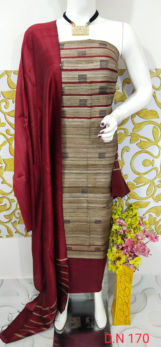 Bulk Quantity Elegant Handloom Weaved Raw Silk Suit in Faleure Dupion Fabric