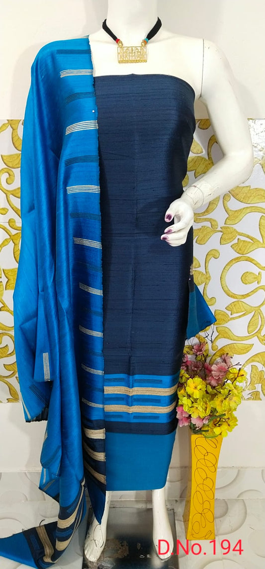 Wholesale Quantity Elegant Handloom Weaved Raw Silk Suit in Faleure Dupion Fabric