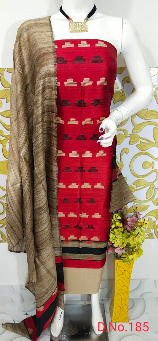 Wholesale Price Elegant Handloom Weaved Raw Silk Suit in Faleure Dupion Fabric