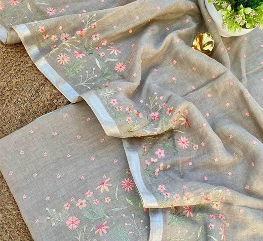 Bulk Quantity Cotton Linen Embroidered Dress Material