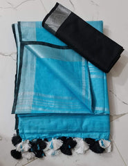 Bulk Quantity Linen Cotton Plain Saree