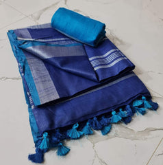 Bulk Quantity Linen Cotton Plain Saree