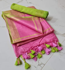 Bulk Quantity Linen Cotton Plain Saree