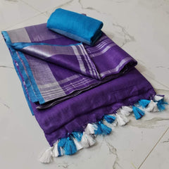 Bulk Price Linen Cotton Plain Saree