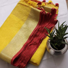 Bulk Price Linen Cotton Plain Saree