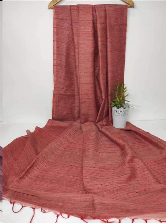 Bulk Quantity Handwoven Cotton Baswada Silk Saree With Flag Strip Lines