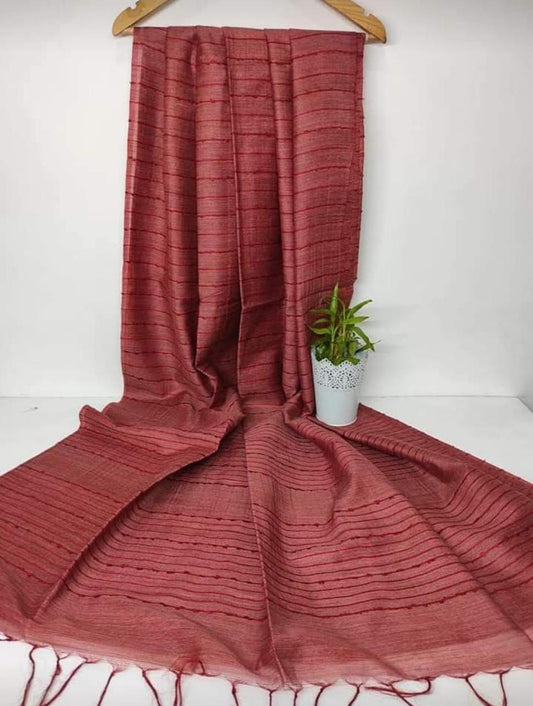 Bulk Price Handwoven Cotton Baswada Silk Saree With Flag Strip Lines