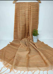 Bulk Price Handwoven Cotton Baswada Silk Saree With Flag Strip Lines