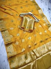 Bulk Price Banarasi Soft Semi Katan Silk Saree with Zari Buti Work