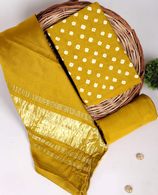 Wholesale Price Semi Tussar Silk Shibori Dress Material