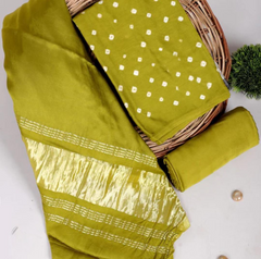 Wholesale Price Semi Tussar Silk Shibori Dress Material