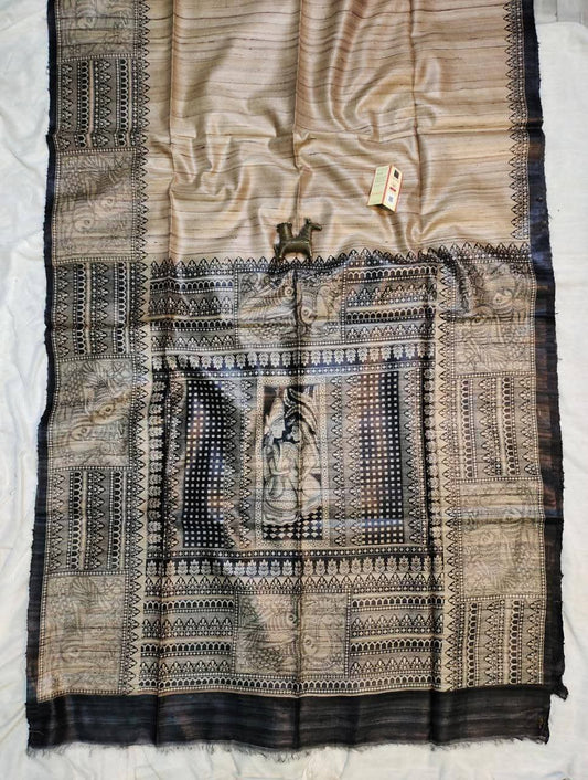 Wholesale Price Pure Ghicha Silk Saree Screen Print