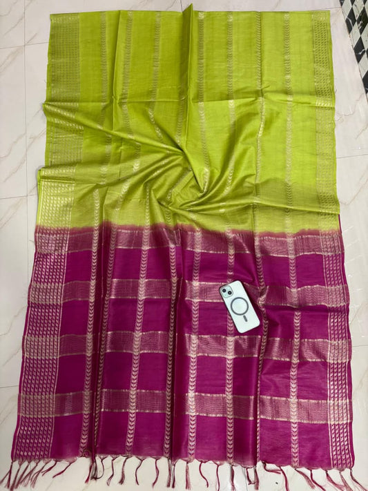 Wholesale Quantity Zari Woven Semi Tussar Silk Double Color Saree