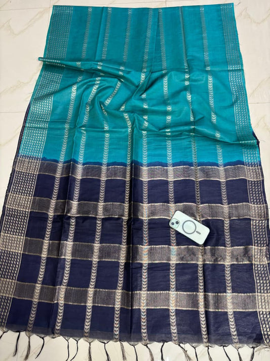 Wholesale Quantity Zari Woven Semi Tussar Silk Double Color Saree