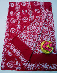 Wholesale Quantity Hand Batik MulMul Pure Cotton Printed Saree - Black Color