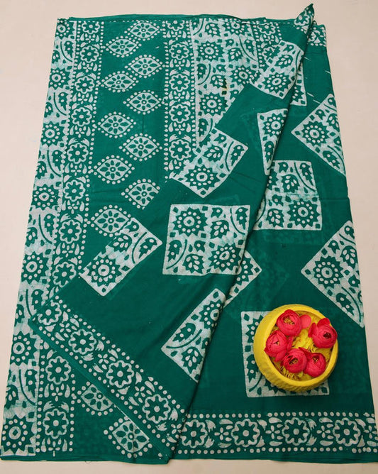 Wholesale Quantity Pure MulMul Cotton Hand Batik Print Saree - Dark Brown Color Order Sample