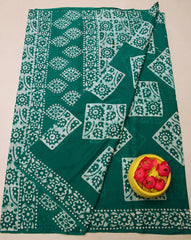 Wholesale Quantity Pure MulMul Cotton Hand Batik Print Saree - Dark Brown Color