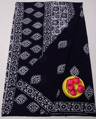 Wholesale Quantity Pure MulMul Cotton Hand Batik Print Saree - Dark Brown Color