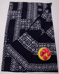 Wholesale Quantity Pure MulMul Cotton Hand Batik Print Saree - Dark Brown Color
