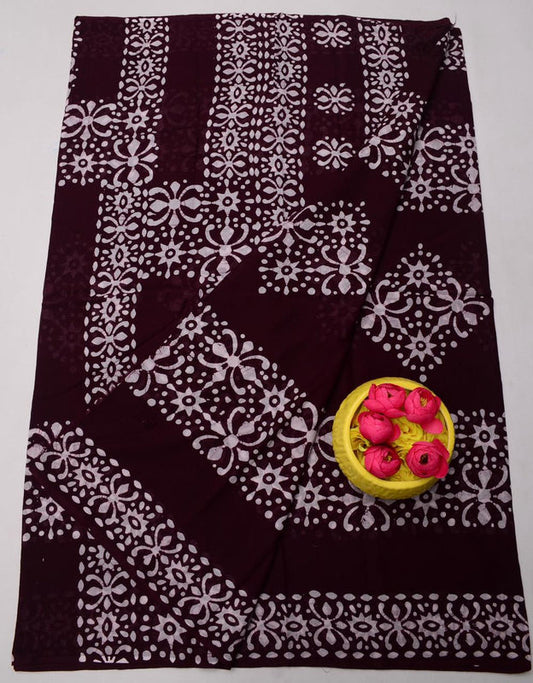 Wholesale Quantity MulMul Pure Cotton Hand Batik Print Saree - Yellow Color Order Sample