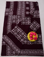 Wholesale Quantity MulMul Pure Cotton Hand Batik Print Saree - Yellow Color