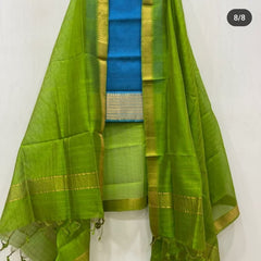 Wholesale Price Premium Mangalagiri Cotton Silk Dress Material with Gold Zari Border Order Sample