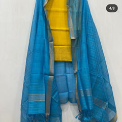 Wholesale Price Premium Mangalagiri Cotton Silk Dress Material with Gold Zari Border Order Sample