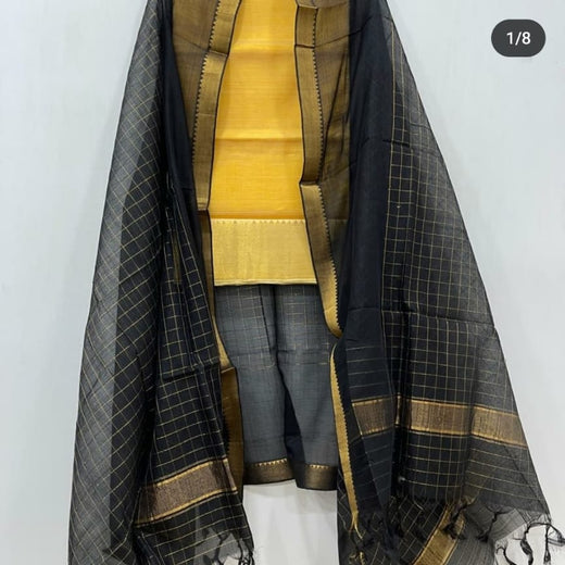 Wholesale Price Premium Mangalagiri Cotton Silk Dress Material with Gold Zari Border