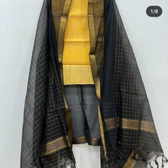 Wholesale Price Premium Mangalagiri Cotton Silk Dress Material with Gold Zari Border Order Sample
