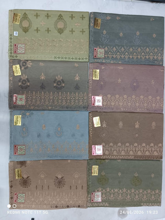 Chiku Special Pure Cotton Embroidered Saree - Set of 8 Sarees