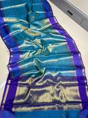 Bulk Quantity Banarasi Tissue Silk Saree Blue Color Order Sample
