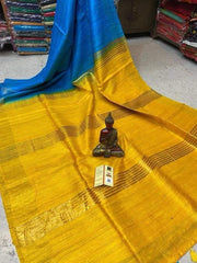 Bulk Quantity Double Color Pure Tussar Ghicha Silk Saree