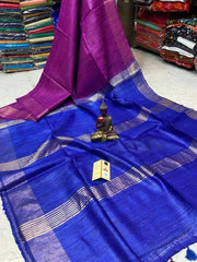 Bulk Quantity Double Color Pure Tussar Ghicha Silk Saree