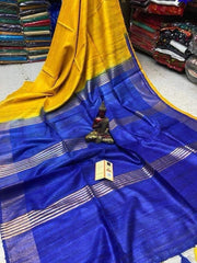 Bulk Quantity Double Color Pure Tussar Ghicha Silk Saree