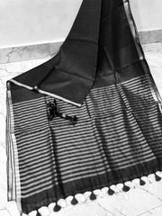 Wholesale Quantity Weave Design  Pure Linen Saree