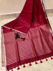 Wholesale Quantity Weave Design  Pure Linen Saree