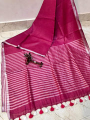Wholesale Quantity Weave Design  Pure Linen Saree