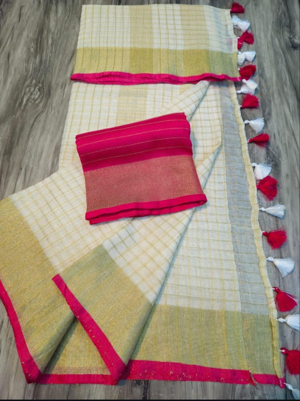 Linen cotton sarees