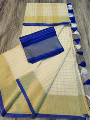 Wholesale Quantity Onam Special Off White Linen Saree