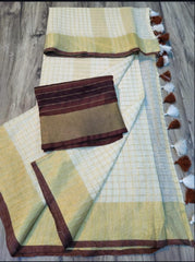Wholesale Quantity Onam Special Off White Linen Saree