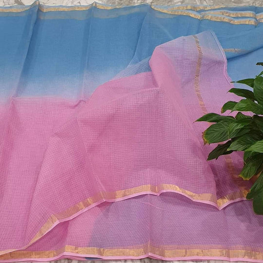 Wholesale Price Pure Cotton Plain Kota Double Color Saree Order Sample
