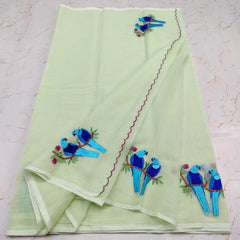Wholesale Quantity Kota Doria Cotton Mix Embroidered Saree - Warm Peach Colour Order Sample