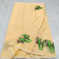 Wholesale Quantity Kota Doria Cotton Mix Embroidered Saree - Warm Peach Colour Order Sample